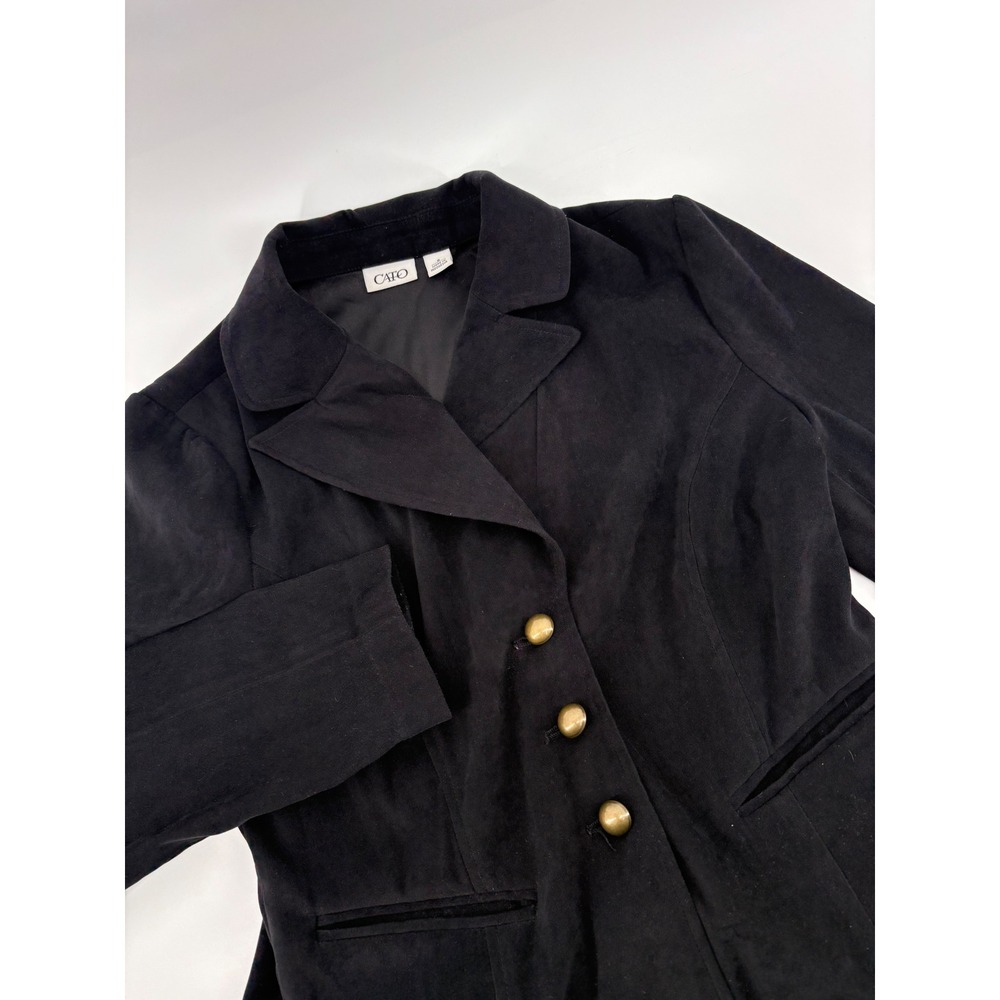 Cato Womens Black‎ Blazer Jacket Size 8 Gold Buttons Tailored Fit